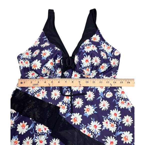 Grace Karin Floral Daisy Print Swim Top With Adjustable Straps - Picture 8 of 12